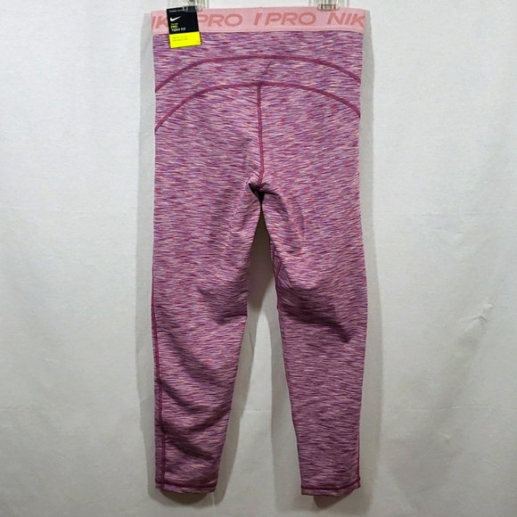 NWT Nike Pro Women's Glaze Pink Dri-Fit High-Waisted Crop Tights, Size Medium - Picture 3 of 10